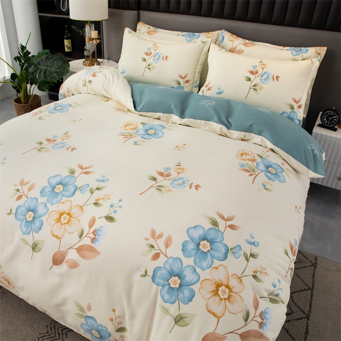 91家纺网 家纺一手货源 找家纺 佳宇轩 2026新款爆款140克独版植物羊绒加厚斜纹磨毛四件套 芳华