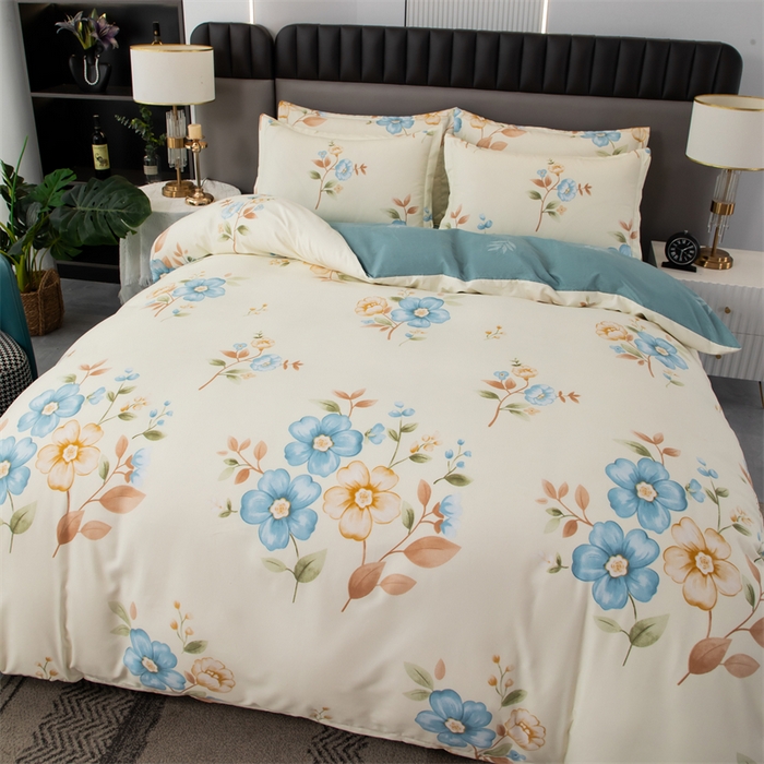 91家纺网 家纺一手货源 找家纺 佳宇轩 2026新款爆款140克独版植物羊绒加厚斜纹磨毛四件套 芳华