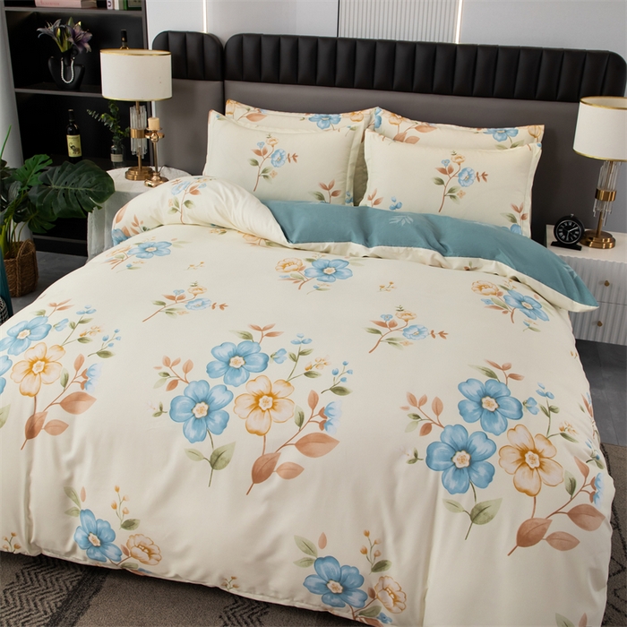 91家纺网 家纺一手货源 找家纺 佳宇轩 2026新款爆款140克独版植物羊绒加厚斜纹磨毛四件套 芳华