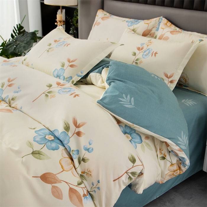 91家纺网 家纺一手货源 找家纺 佳宇轩 2026新款爆款140克独版植物羊绒加厚斜纹磨毛四件套 芳华