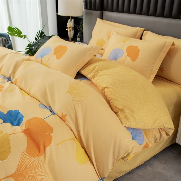 91家纺网 家纺一手货源 找家纺 佳宇轩 2026新款爆款140克独版植物羊绒加厚斜纹磨毛四件套 叶叶风情