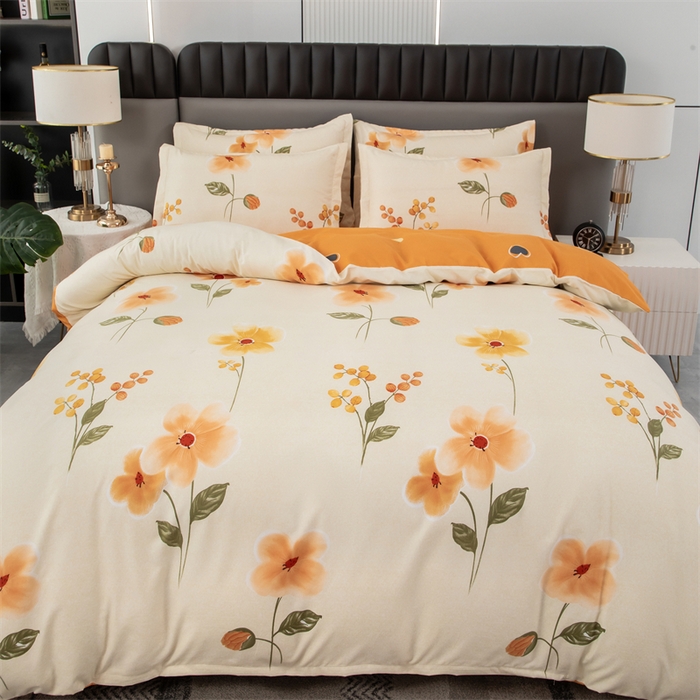 91家纺网 家纺一手货源 找家纺 佳宇轩 2026新款爆款140克独版植物羊绒加厚斜纹磨毛四件套 繁华