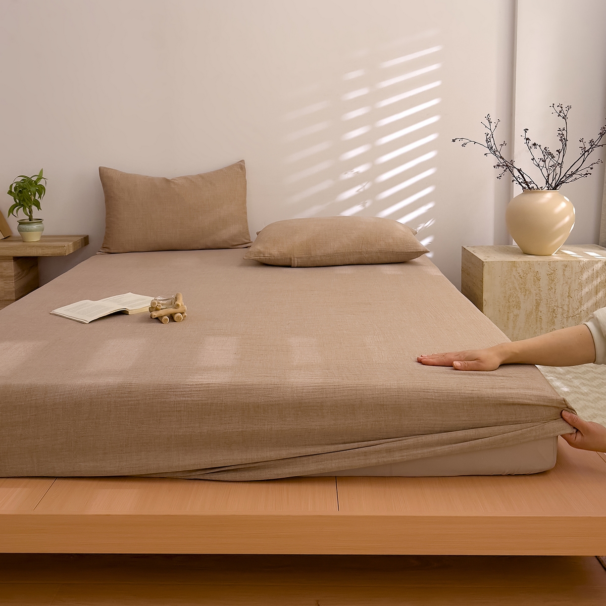 91家纺网 家纺一手货源 找家纺 （总）DoDo 兜兜 2026新全棉纯棉A类色织皱皱纱单床笠单件床笠单品