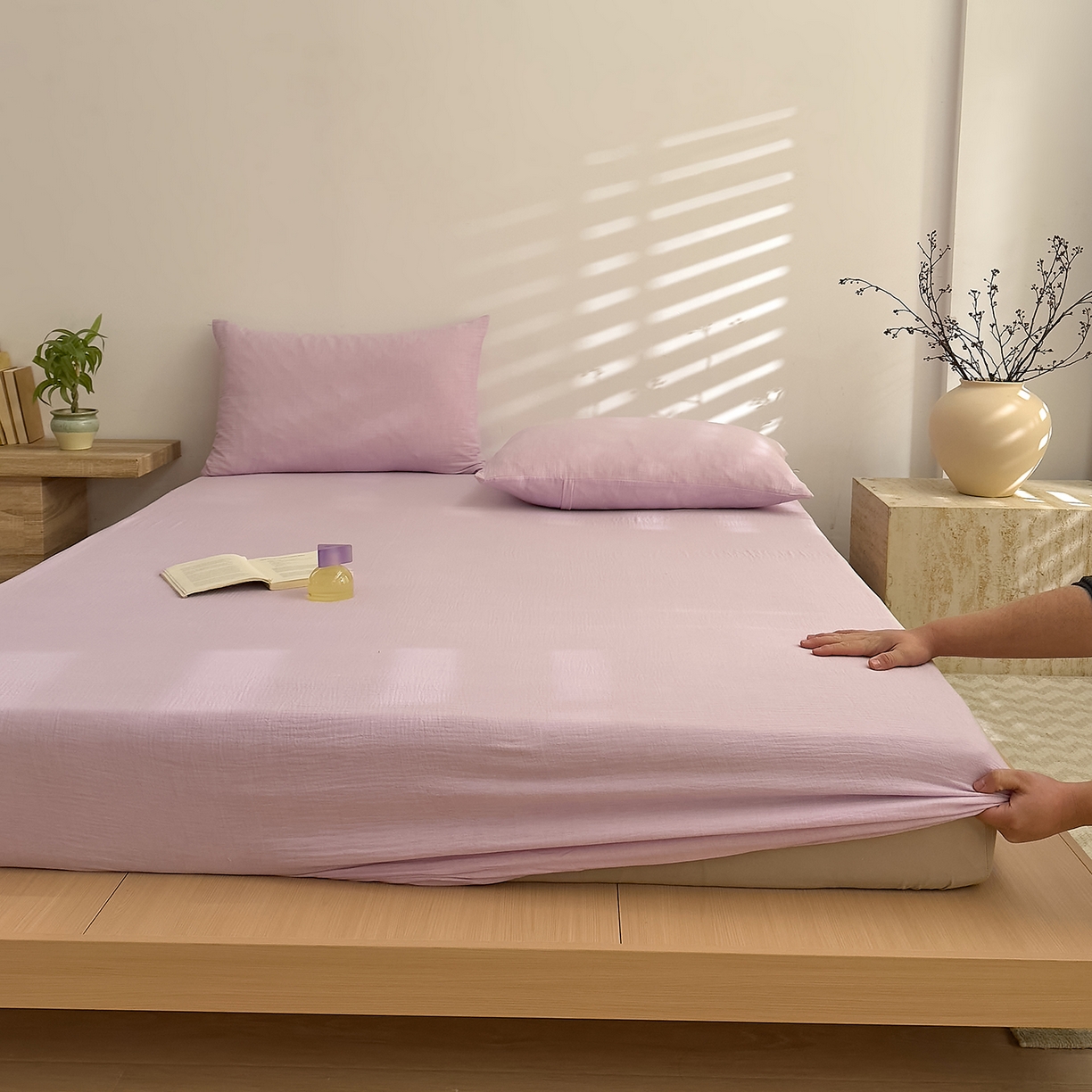 91家纺网 家纺一手货源 找家纺 （总）DoDo 兜兜 2026新全棉纯棉A类色织皱皱纱单床笠单件床笠单品