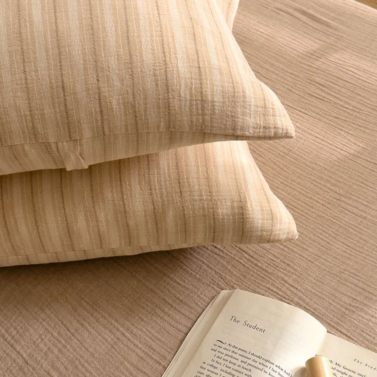 91家纺网 家纺一手货源 找家纺 （总）DoDo 兜兜 2026新全棉纯棉A类色织皱皱纱单床笠单件床笠单品