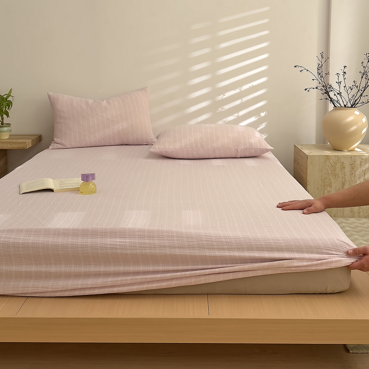 DoDo 兜兜 2026新全棉纯棉A类色织皱皱纱单床笠单件床笠单品 小半-紫