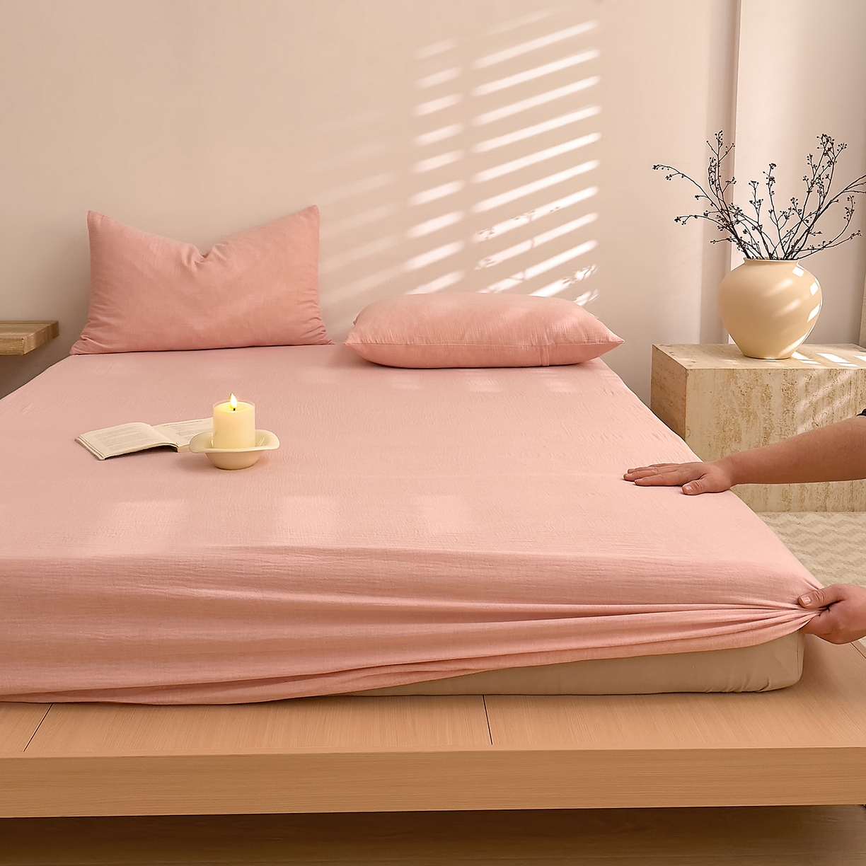 91家纺网 家纺一手货源 找家纺 （总）DoDo 兜兜 2026新全棉纯棉A类色织皱皱纱单床笠单件床笠单品