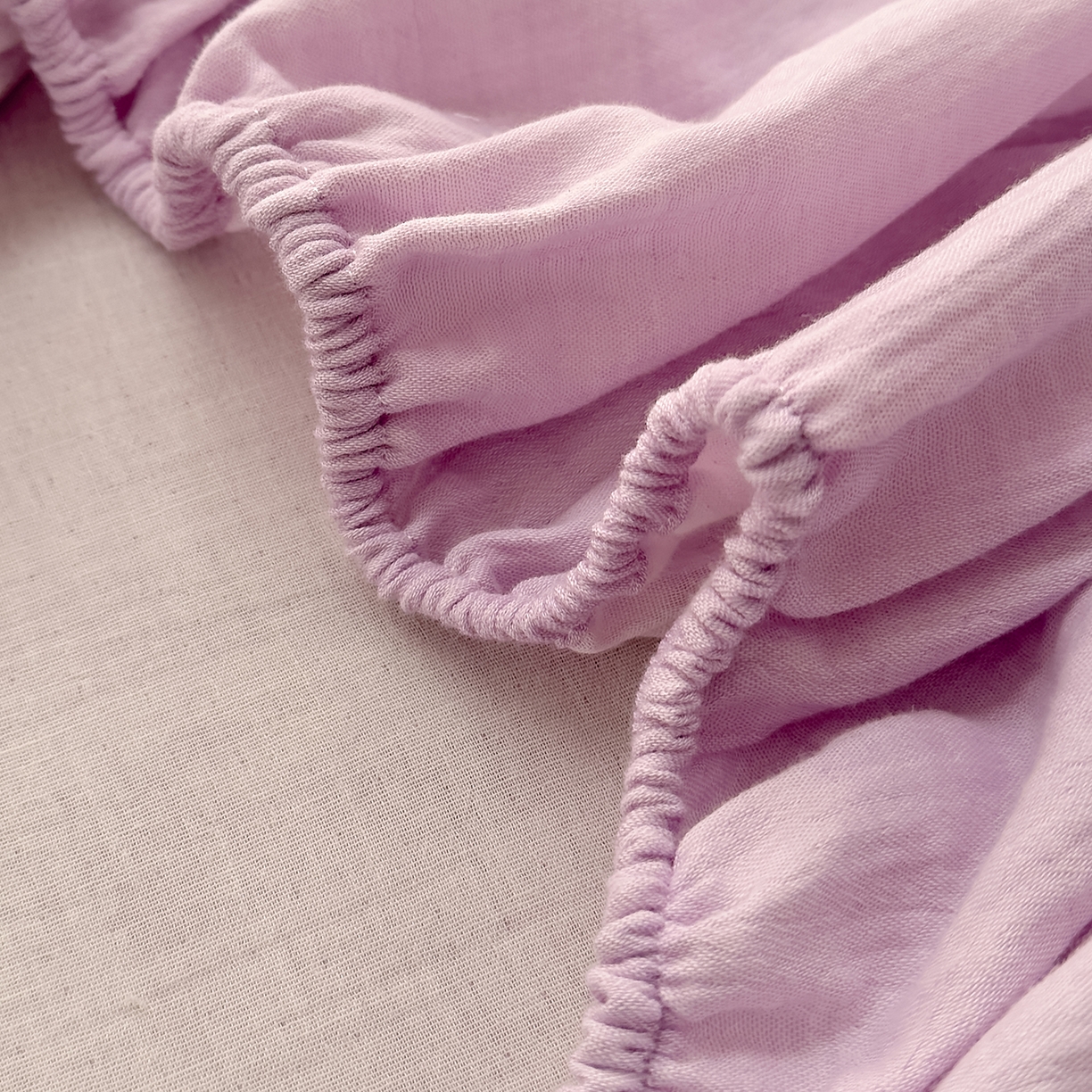91家纺网 家纺一手货源 找家纺 DoDo 兜兜 2026新全棉纯棉A类色织皱皱纱单床笠单件床笠单品 纯色-柔幻紫
