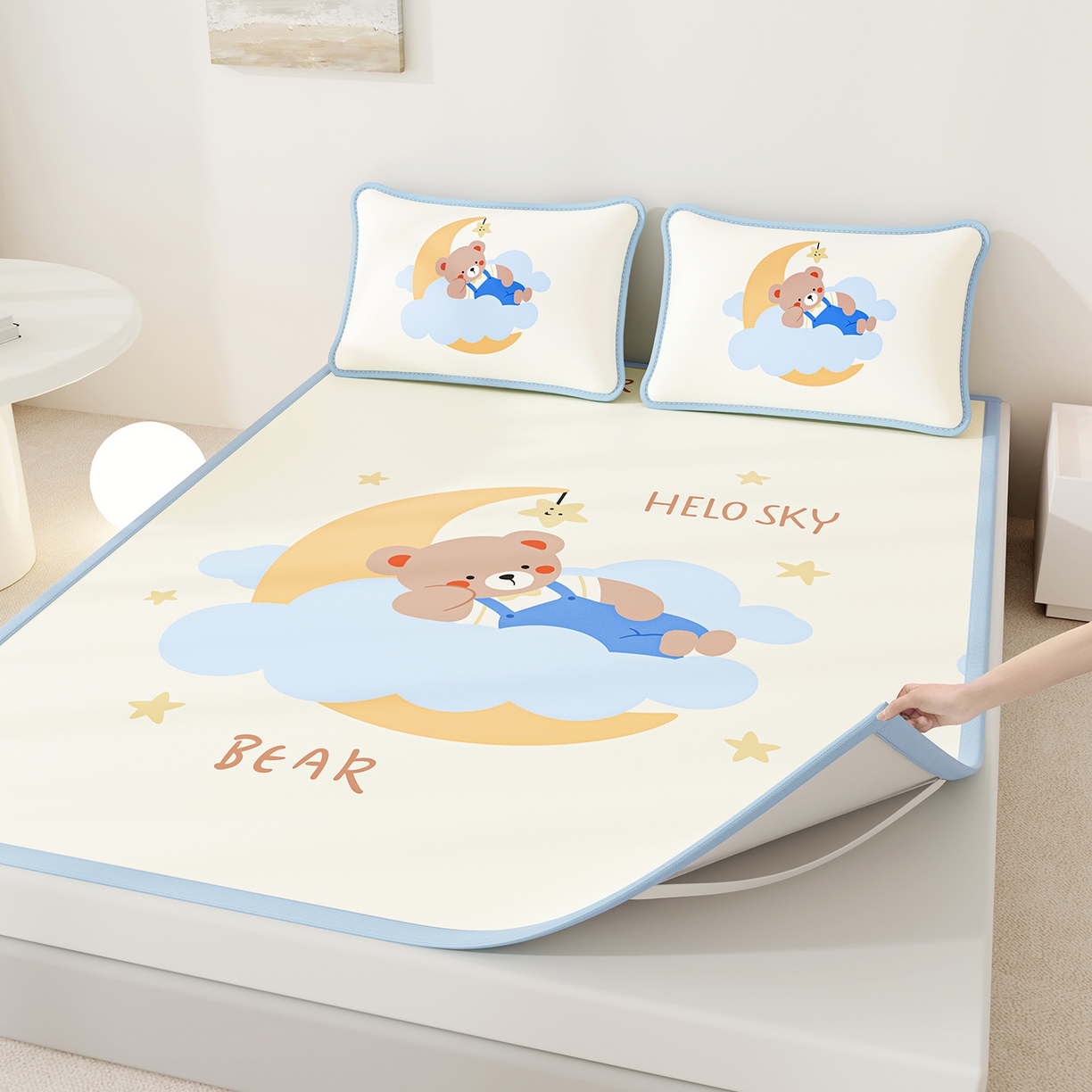 91家纺网 家纺一手货源 找家纺 （总）家品罗兰 2026A类数码印花大版卡通冰丝凉席双人席可机洗学生宿舍空调软席三件套三明治网底