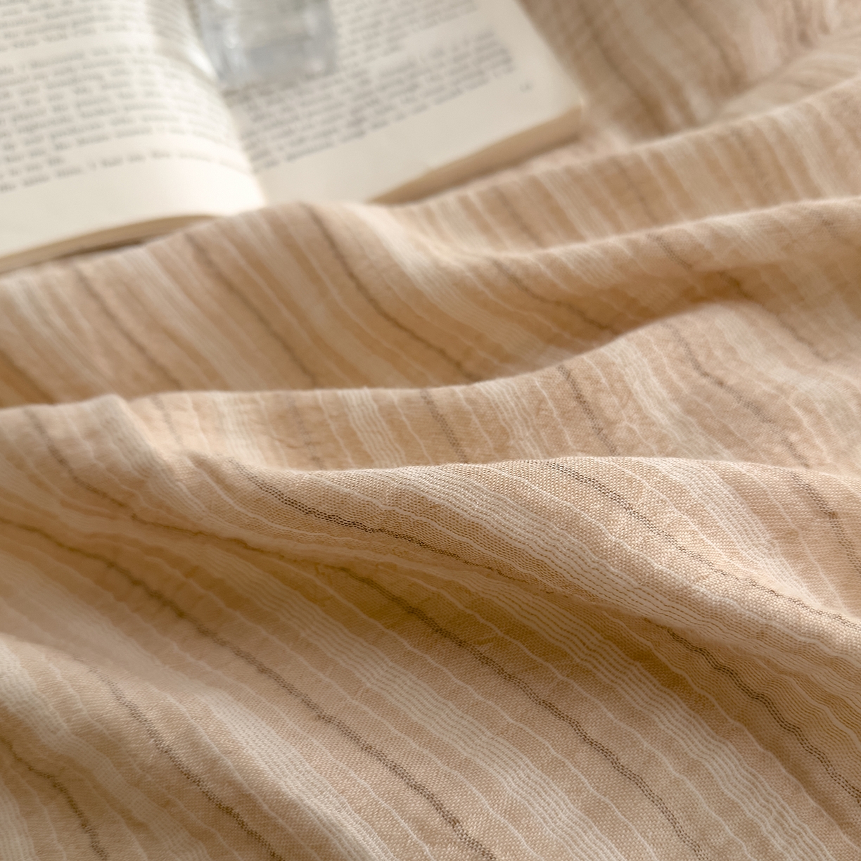 91家纺网 家纺一手货源 找家纺 DoDo 兜兜 2026新全棉纯棉A类色织皱皱纱单床笠单件床笠单品 小半-棕