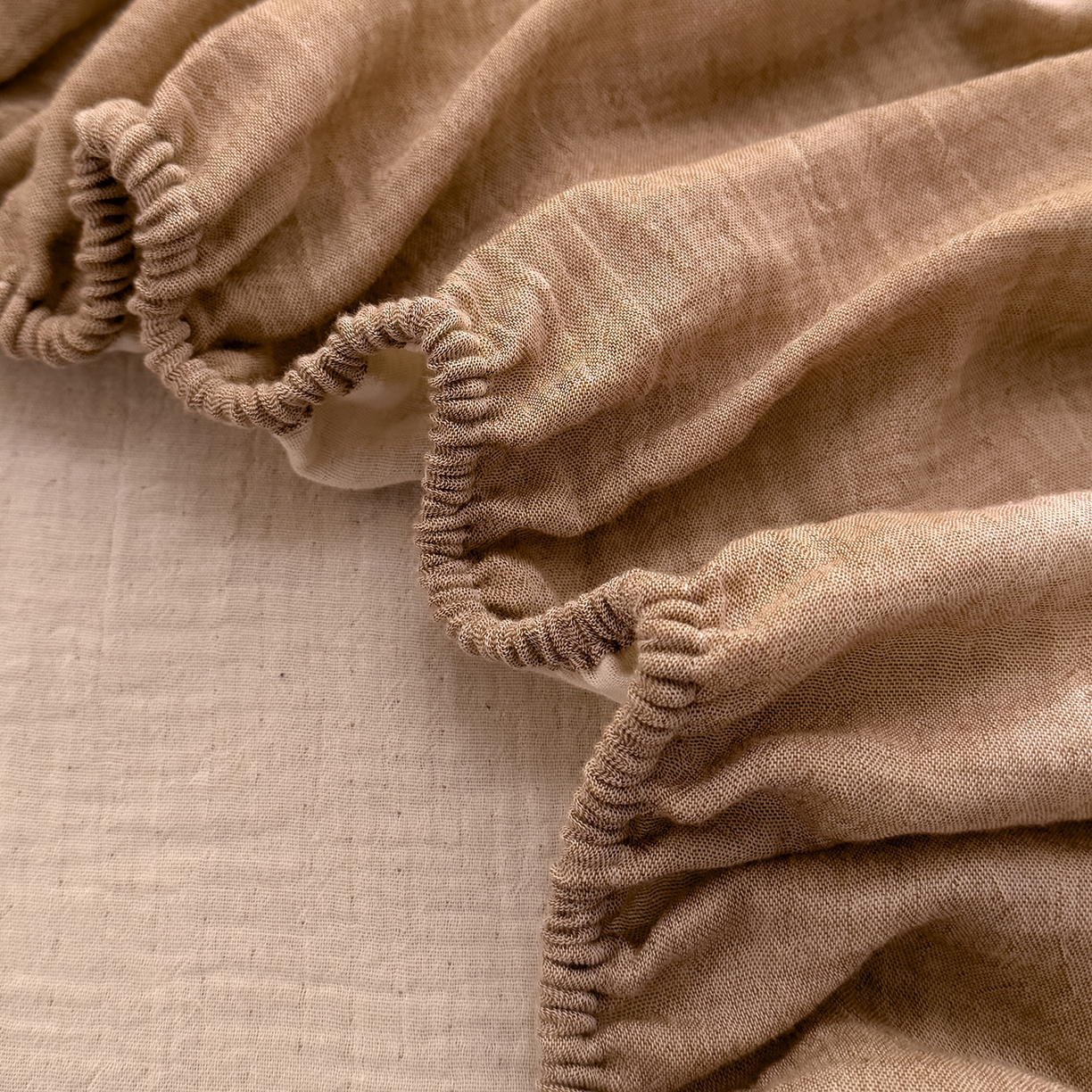 91家纺网 家纺一手货源 找家纺 DoDo 兜兜 2026新全棉纯棉A类色织皱皱纱单床笠单件床笠单品 纯色-奶茶棕