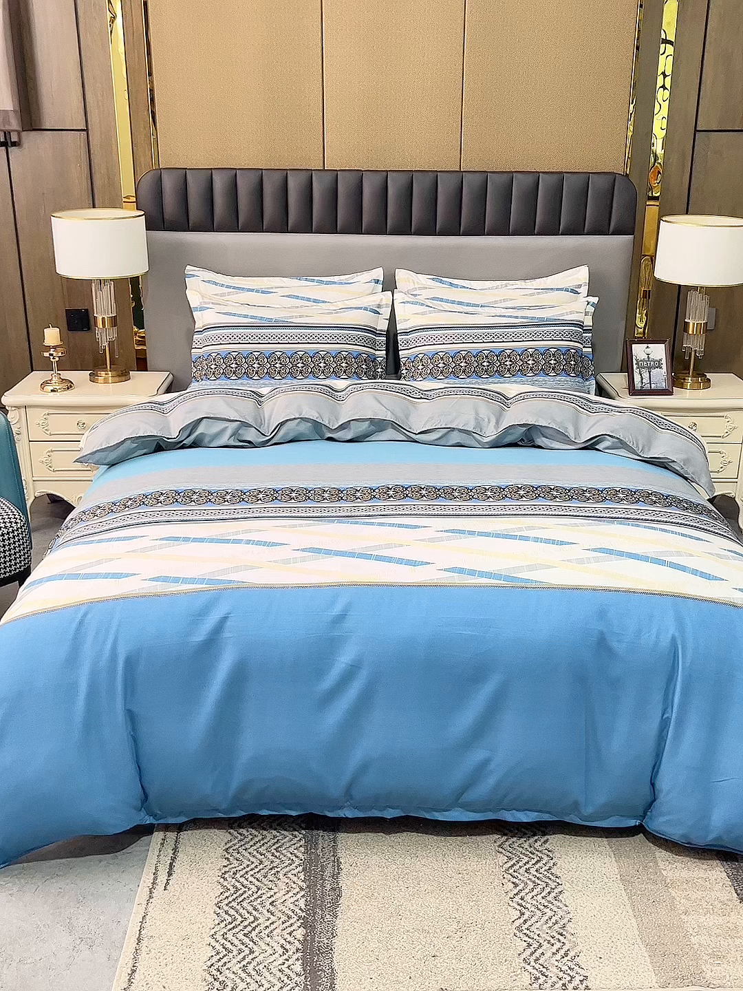 91家纺网 家纺一手货源 找家纺 佳宇轩 2026新款爆款140克独版植物羊绒加厚斜纹磨毛四件套 奥斯汀