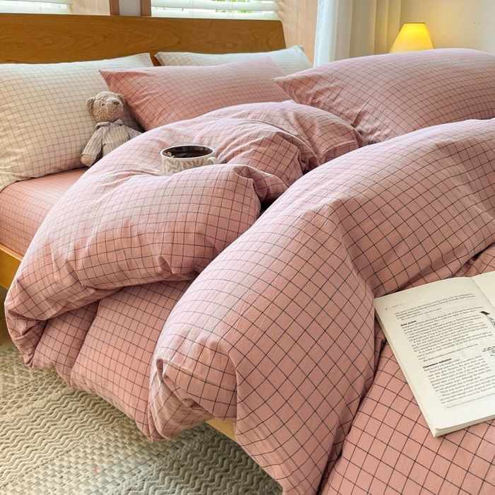 91家纺网 家纺一手货源 找家纺 （总）仰望棉麻双层纱供应链 2026新款全棉纯棉色织水洗棉日系简约风吊边四件套