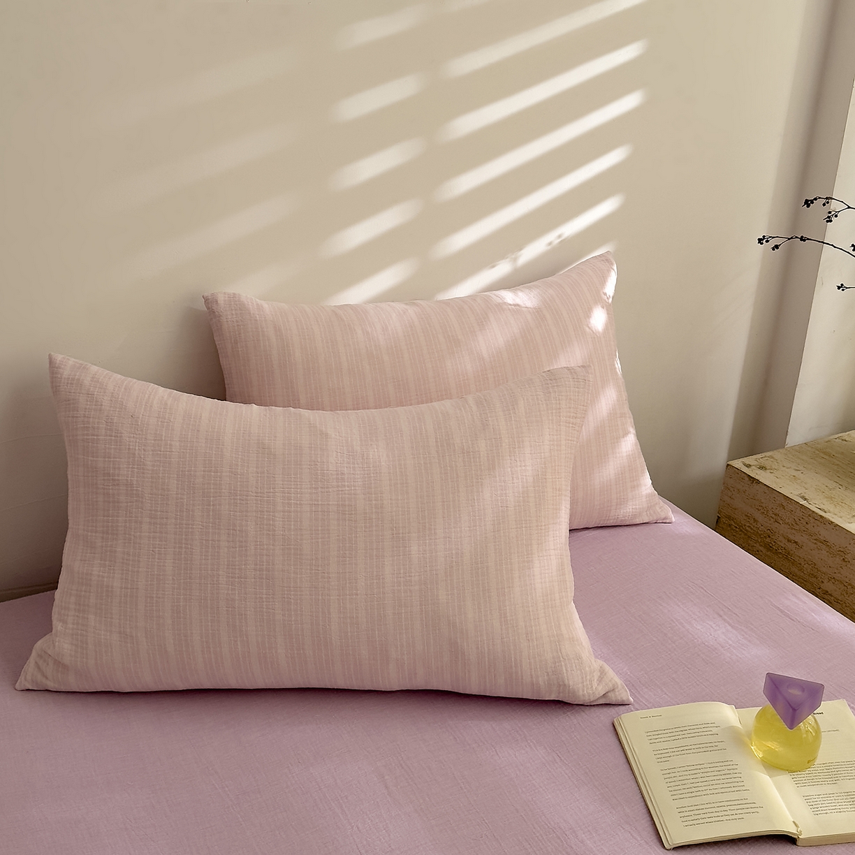 DoDo 兜兜 2026年全棉纯棉A类色织皱皱纱单件枕套单品枕套 小半-紫