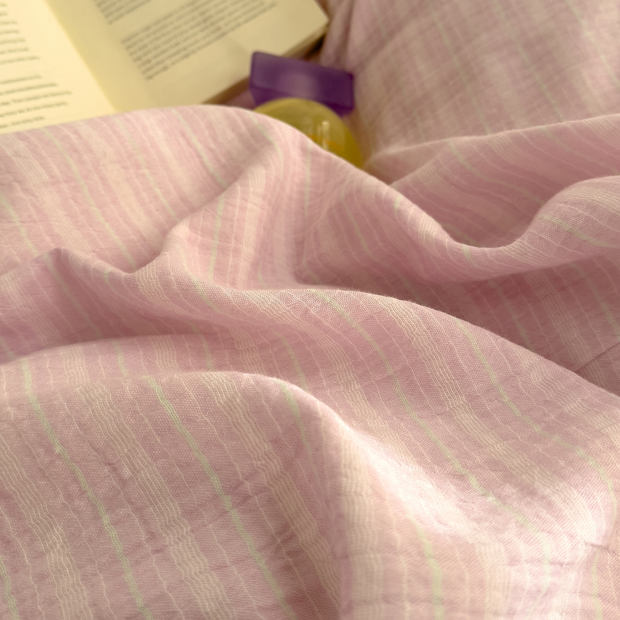 91家纺网 家纺一手货源 找家纺 DoDo 兜兜 2026年全棉纯棉A类色织皱皱纱单件枕套单品枕套 小半-紫