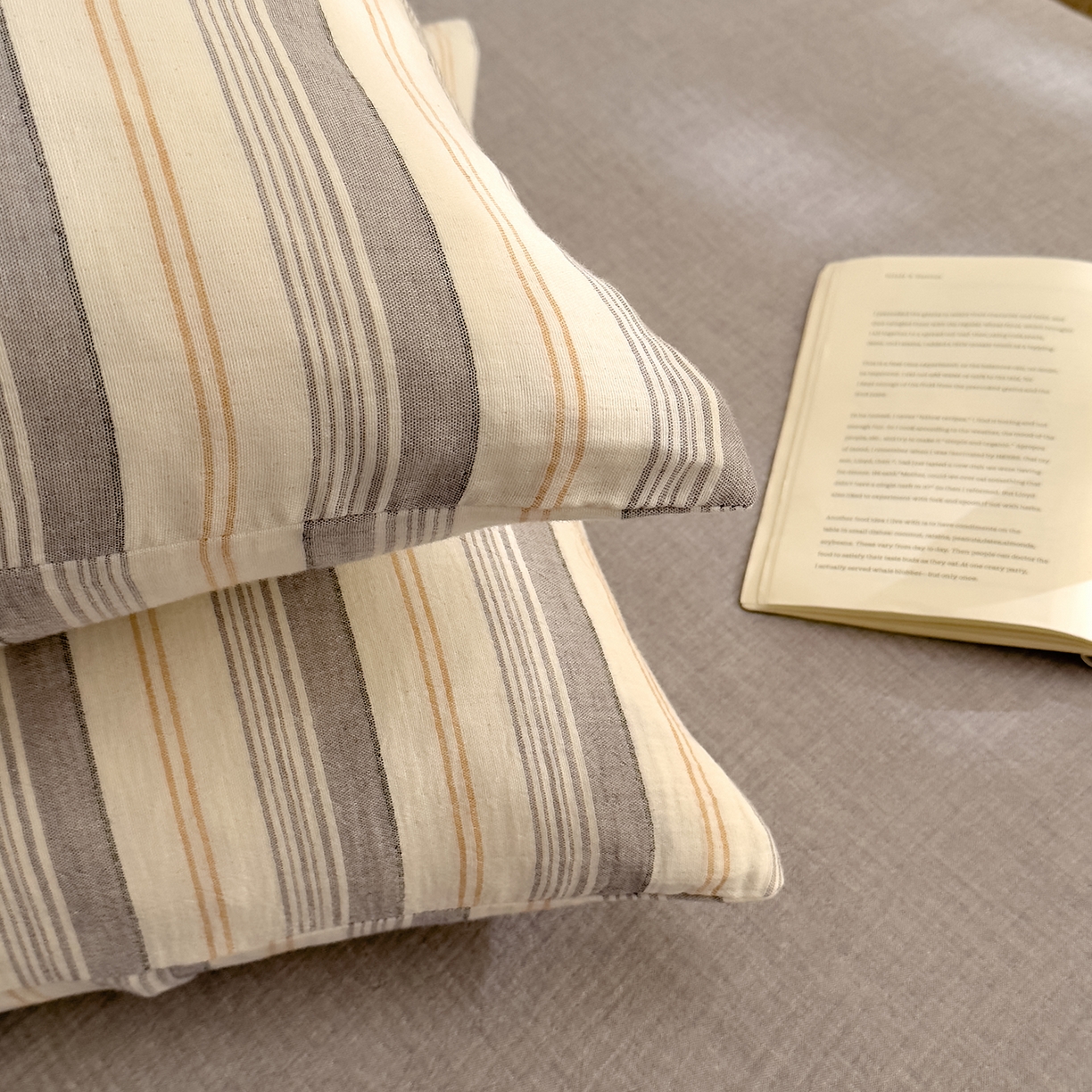 91家纺网 家纺一手货源 找家纺 DoDo 兜兜 2026年全棉纯棉A类色织皱皱纱单件枕套单品枕套 小半-灰