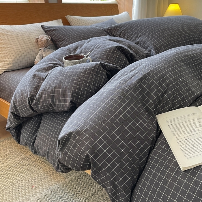 91家纺网 家纺一手货源 找家纺 （总）仰望棉麻双层纱供应链 2026新款全棉纯棉色织水洗棉日系简约风吊边四件套