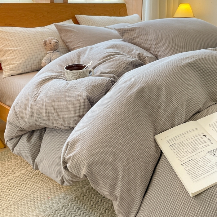 91家纺网 家纺一手货源 找家纺 （总）仰望棉麻双层纱供应链 2026新款全棉纯棉色织水洗棉日系简约风吊边四件套