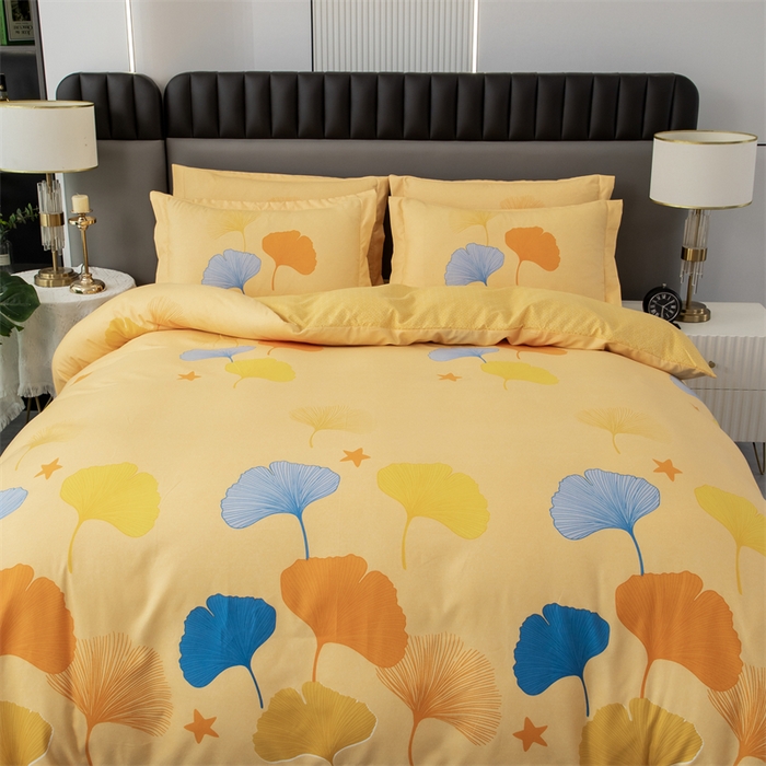 91家纺网 家纺一手货源 找家纺 佳宇轩 2026新款爆款140克独版植物羊绒加厚斜纹磨毛四件套 叶叶风情