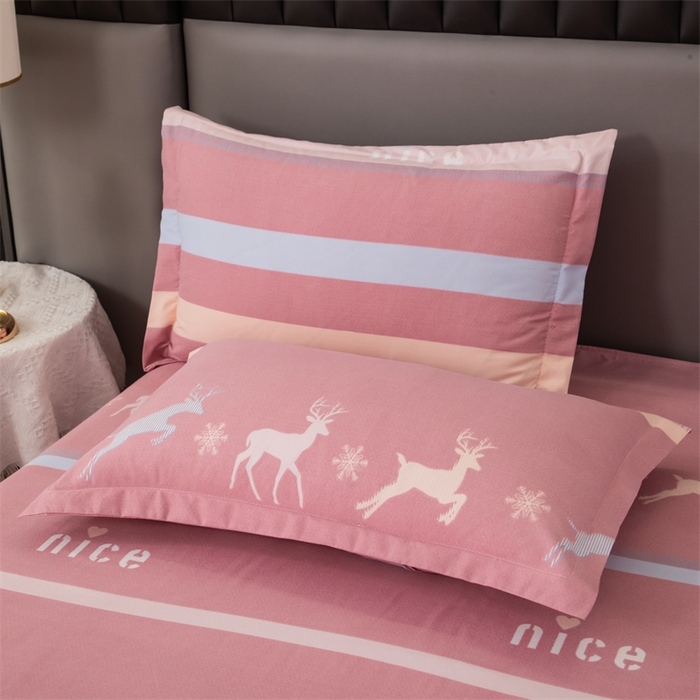 91家纺网 家纺一手货源 找家纺 佳宇轩 2026新款爆款140克独版植物羊绒加厚斜纹磨毛四件套 一鹿相伴