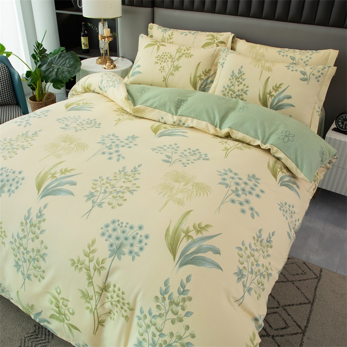 91家纺网 家纺一手货源 找家纺 佳宇轩 2026新款爆款140克独版植物羊绒加厚斜纹磨毛四件套 悠悠仙草