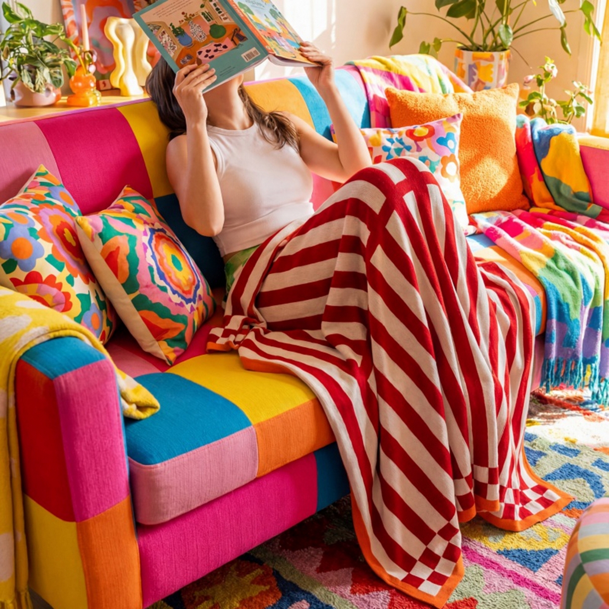 91家纺网 家纺一手货源 找家纺 暖绵绵家纺 2026新款多巴胺轻生活毯午睡毯盖毯毯子-珂莉斯（券后/折后最低零售价162元） 珂莉斯-红色