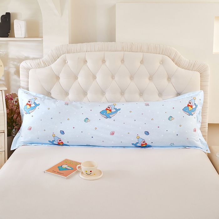 91家纺网 家纺一手货源 找家纺 （总）三盛源 2026新款小清新全棉纯棉双人长枕套靠枕套加长枕芯套单件1.8米学生宿舍