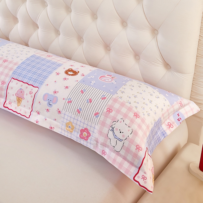 91家纺网 家纺一手货源 找家纺 （总）三盛源 2026新款小清新全棉纯棉双人长枕套靠枕套加长枕芯套单件1.8米学生宿舍