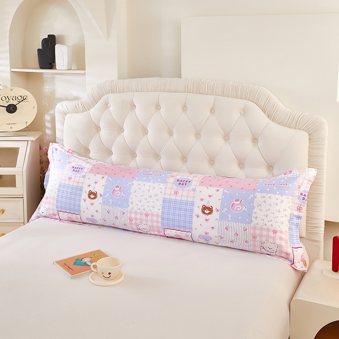 91家纺网 家纺一手货源 找家纺 （总）三盛源 2026新款小清新全棉纯棉双人长枕套靠枕套加长枕芯套单件1.8米学生宿舍