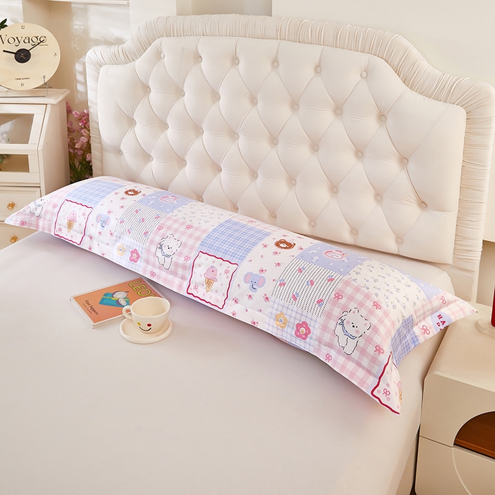 91家纺网 家纺一手货源 找家纺 （总）三盛源 2026新款小清新全棉纯棉双人长枕套靠枕套加长枕芯套单件1.8米学生宿舍