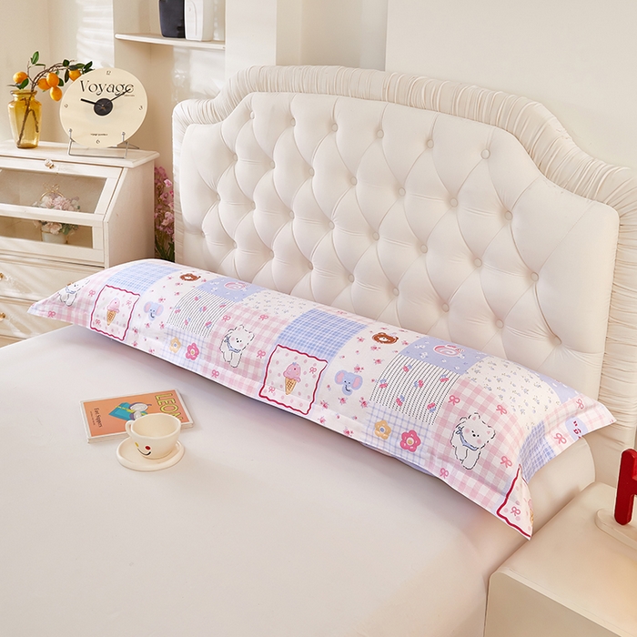 91家纺网 家纺一手货源 找家纺 （总）三盛源 2026新款小清新全棉纯棉双人长枕套靠枕套加长枕芯套单件1.8米学生宿舍