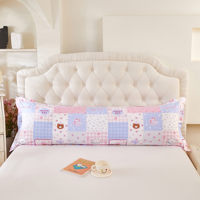 91家纺网 家纺一手货源 找家纺 （总）三盛源 2026新款小清新全棉纯棉双人长枕套靠枕套加长枕芯套单件1.8米学生宿舍