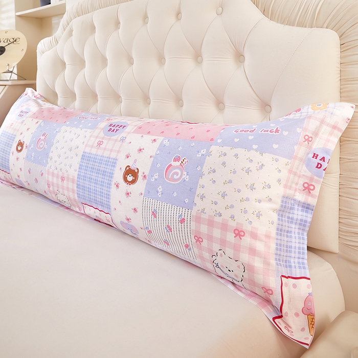 91家纺网 家纺一手货源 找家纺 （总）三盛源 2026新款小清新全棉纯棉双人长枕套靠枕套加长枕芯套单件1.8米学生宿舍