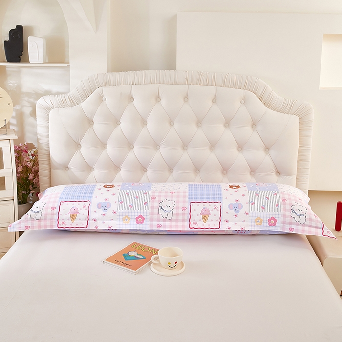 91家纺网 家纺一手货源 找家纺 （总）三盛源 2026新款小清新全棉纯棉双人长枕套靠枕套加长枕芯套单件1.8米学生宿舍