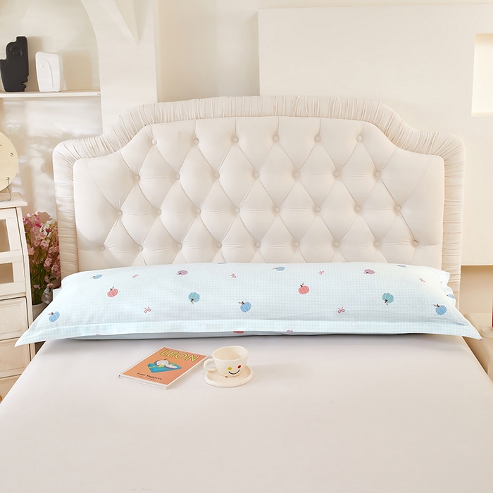 91家纺网 家纺一手货源 找家纺 三盛源 2026新款小清新全棉纯棉双人长枕套靠枕套加长枕芯套单件1.8米学生宿舍 幻彩-绿