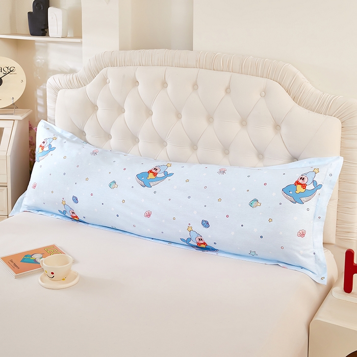 91家纺网 家纺一手货源 找家纺 三盛源 2026新款小清新全棉纯棉双人长枕套靠枕套加长枕芯套单件1.8米学生宿舍 海洋精灵