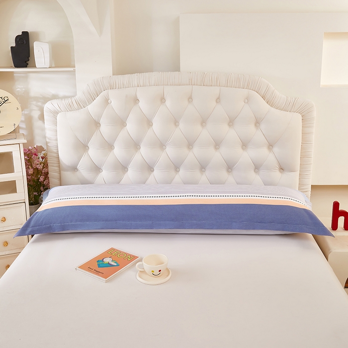 91家纺网 家纺一手货源 找家纺 三盛源 2026新款小清新全棉纯棉双人长枕套靠枕套加长枕芯套单件1.8米学生宿舍 多伦多-蓝