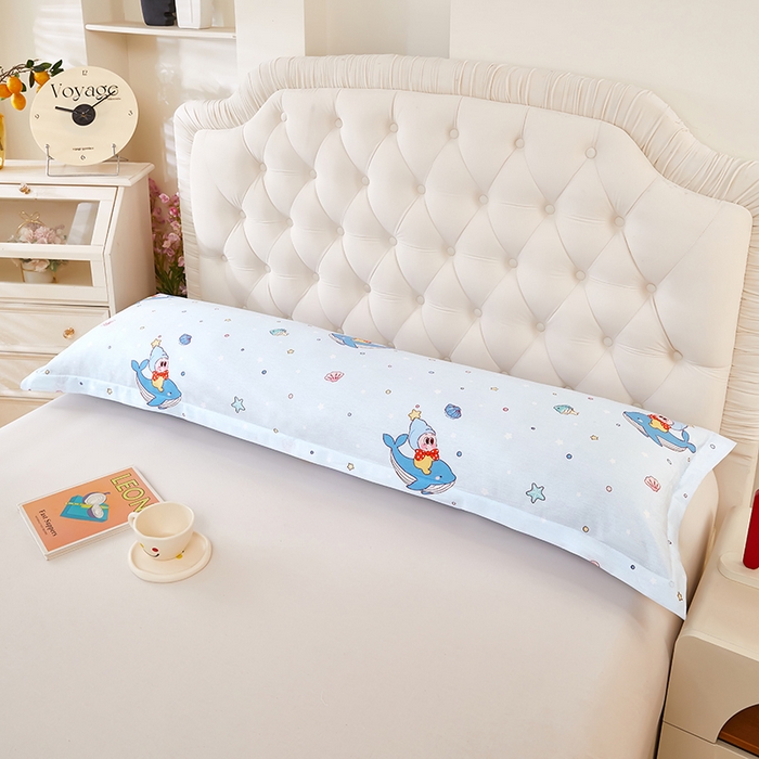 91家纺网 家纺一手货源 找家纺 三盛源 2026新款小清新全棉纯棉双人长枕套靠枕套加长枕芯套单件1.8米学生宿舍 海洋精灵