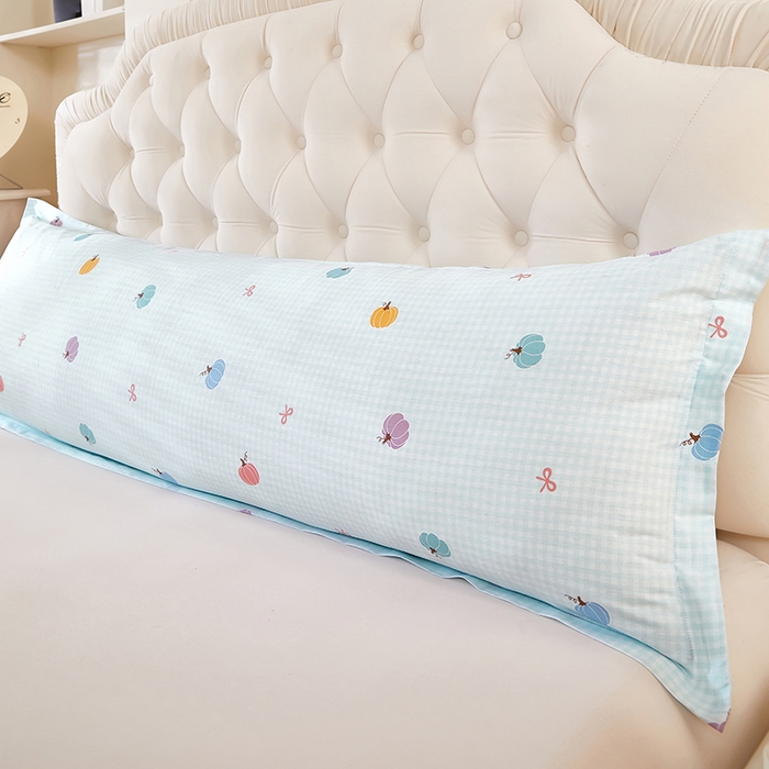 91家纺网 家纺一手货源 找家纺 三盛源 2026新款小清新全棉纯棉双人长枕套靠枕套加长枕芯套单件1.8米学生宿舍 幻彩-绿