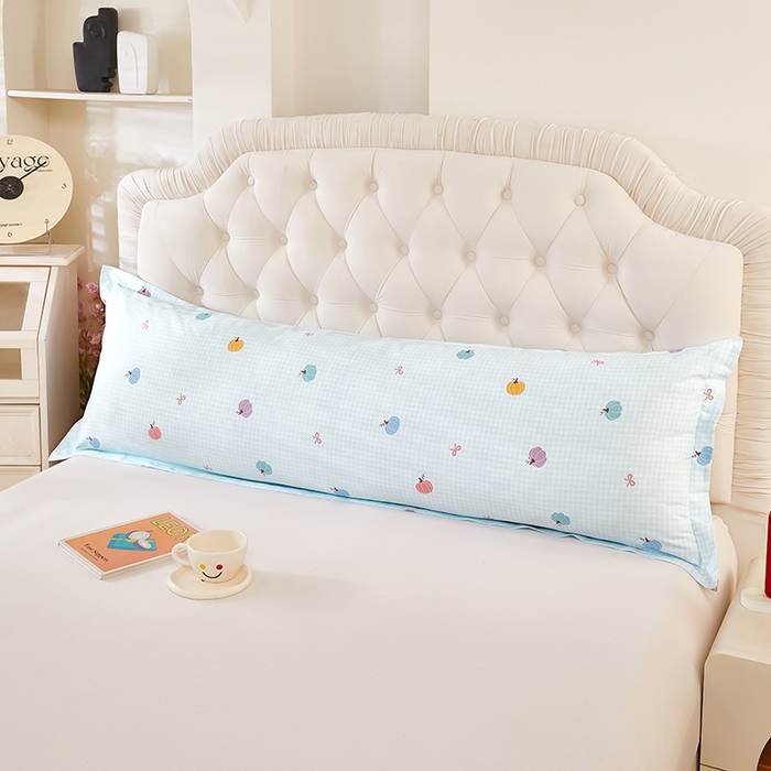 91家纺网 家纺一手货源 找家纺 三盛源 2026新款小清新全棉纯棉双人长枕套靠枕套加长枕芯套单件1.8米学生宿舍 幻彩-绿