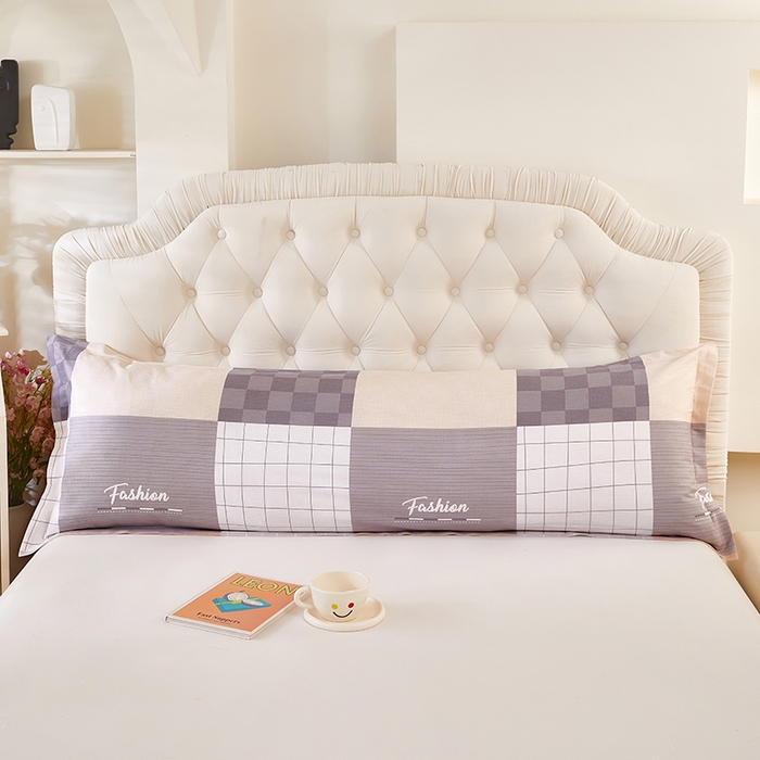 三盛源 2026新款小清新全棉纯棉双人长枕套靠枕套加长枕芯套单件1.8米学生宿舍 欧迪-咖