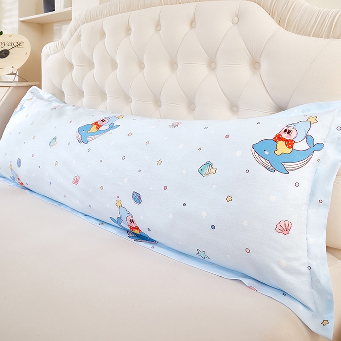 91家纺网 家纺一手货源 找家纺 三盛源 2026新款小清新全棉纯棉双人长枕套靠枕套加长枕芯套单件1.8米学生宿舍 海洋精灵