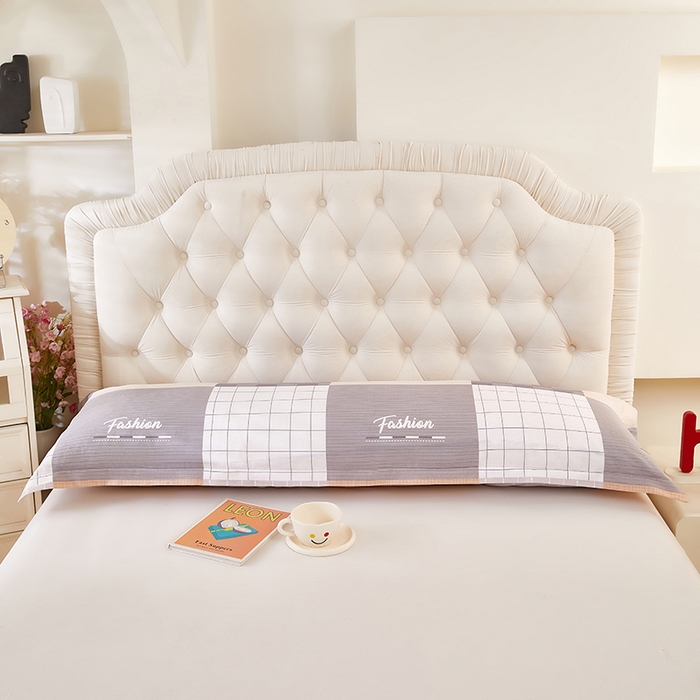 91家纺网 家纺一手货源 找家纺 三盛源 2026新款小清新全棉纯棉双人长枕套靠枕套加长枕芯套单件1.8米学生宿舍 欧迪-咖