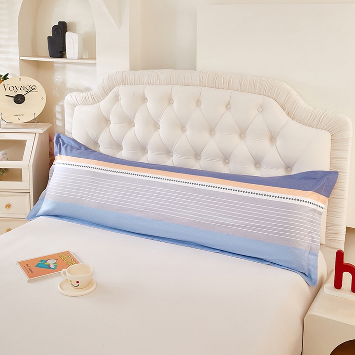 91家纺网 家纺一手货源 找家纺 三盛源 2026新款小清新全棉纯棉双人长枕套靠枕套加长枕芯套单件1.8米学生宿舍 多伦多-蓝