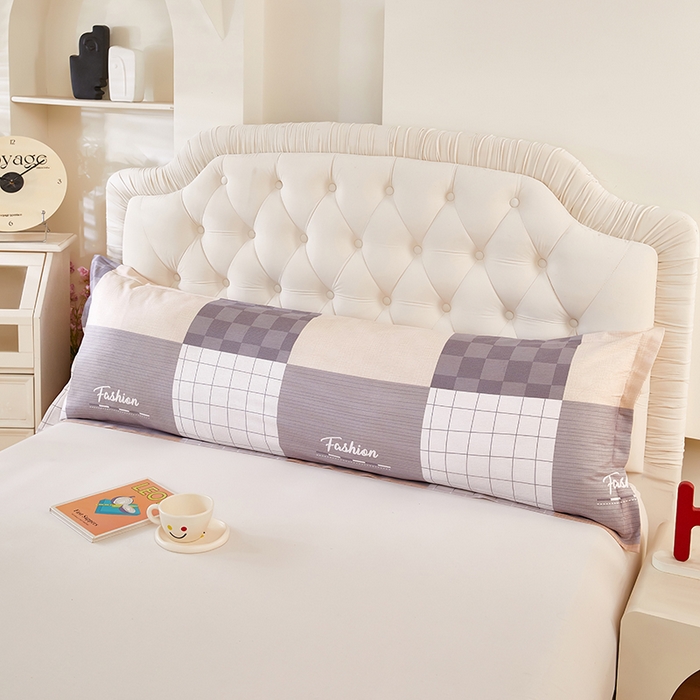 91家纺网 家纺一手货源 找家纺 三盛源 2026新款小清新全棉纯棉双人长枕套靠枕套加长枕芯套单件1.8米学生宿舍 欧迪-咖