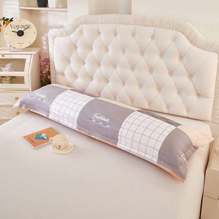 91家纺网 家纺一手货源 找家纺 三盛源 2026新款小清新全棉纯棉双人长枕套靠枕套加长枕芯套单件1.8米学生宿舍 欧迪-咖