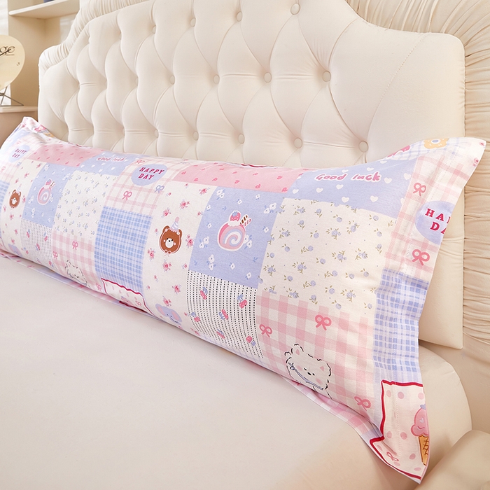 91家纺网 家纺一手货源 找家纺 三盛源 2026新款小清新全棉纯棉双人长枕套靠枕套加长枕芯套单件1.8米学生宿舍 幸福甜点