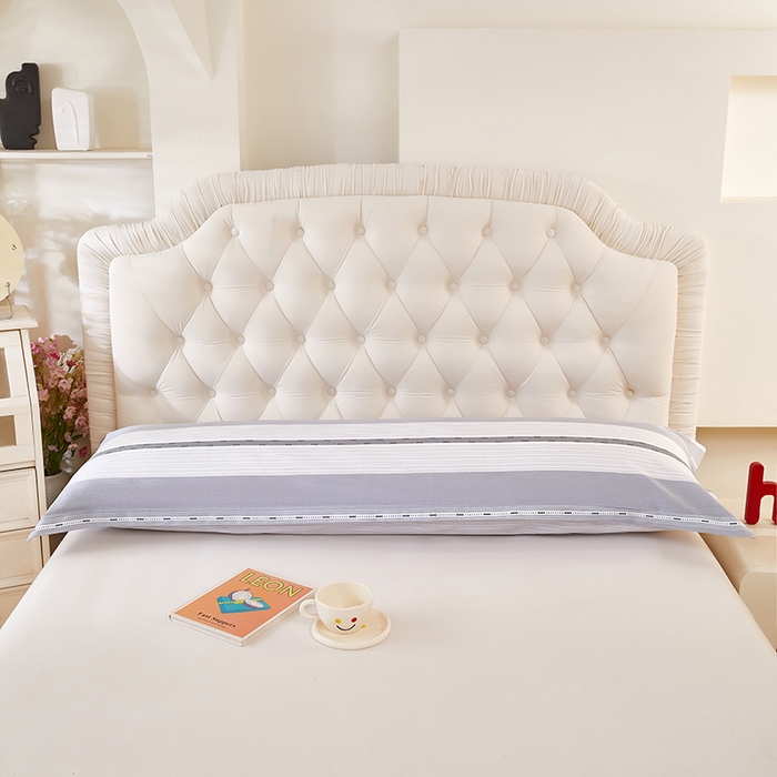 91家纺网 家纺一手货源 找家纺 三盛源 2026新款小清新全棉纯棉双人长枕套靠枕套加长枕芯套单件1.8米学生宿舍 纳乔-灰