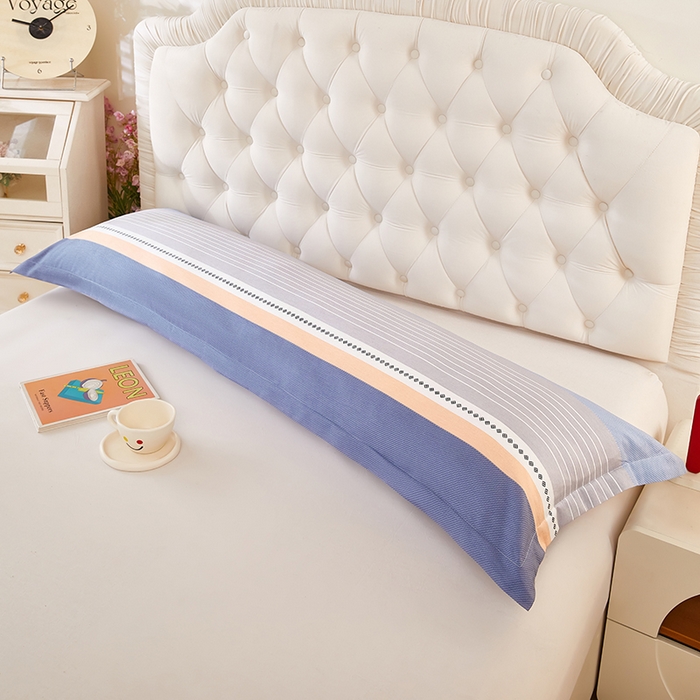 91家纺网 家纺一手货源 找家纺 三盛源 2026新款小清新全棉纯棉双人长枕套靠枕套加长枕芯套单件1.8米学生宿舍 多伦多-蓝