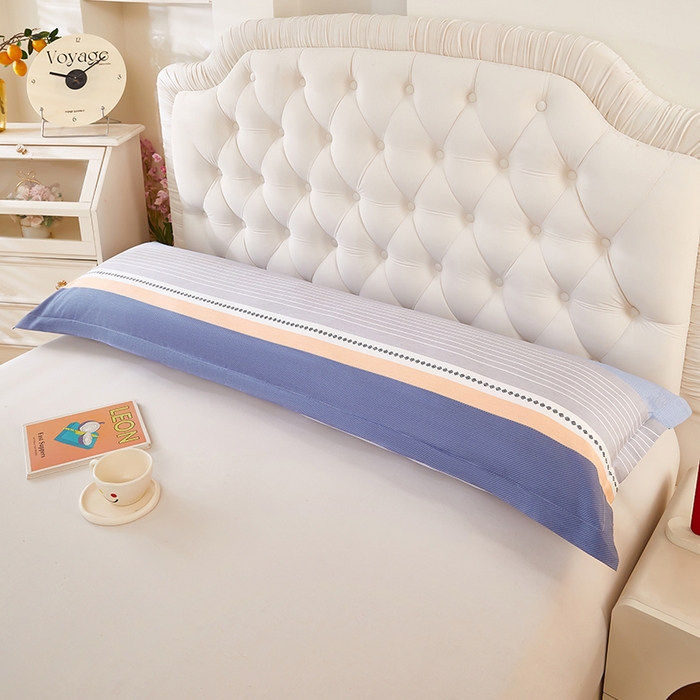 91家纺网 家纺一手货源 找家纺 三盛源 2026新款小清新全棉纯棉双人长枕套靠枕套加长枕芯套单件1.8米学生宿舍 多伦多-蓝